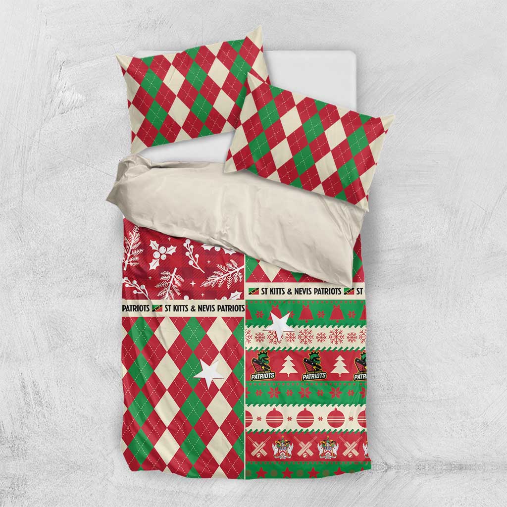 St Kitts & Nevis Cricket Christmas Bedding Set Merry Xmas Patriots - Wonder Print Shop