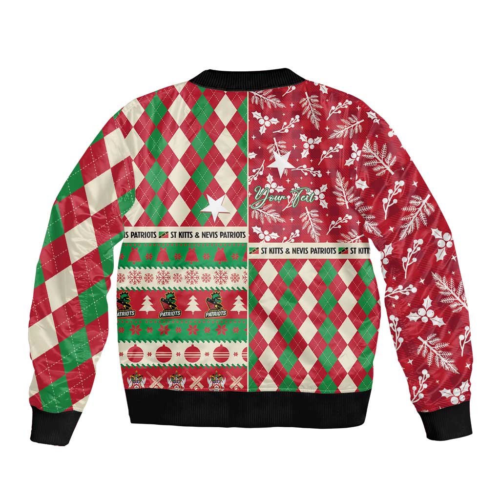 Personalized St Kitts & Nevis Cricket Christmas Bomber Jacket Merry Xmas Patriots - Wonder Print Shop