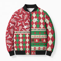 Personalized St Kitts & Nevis Cricket Christmas Bomber Puffer Jacket Merry Xmas Patriots - Wonder Print Shop