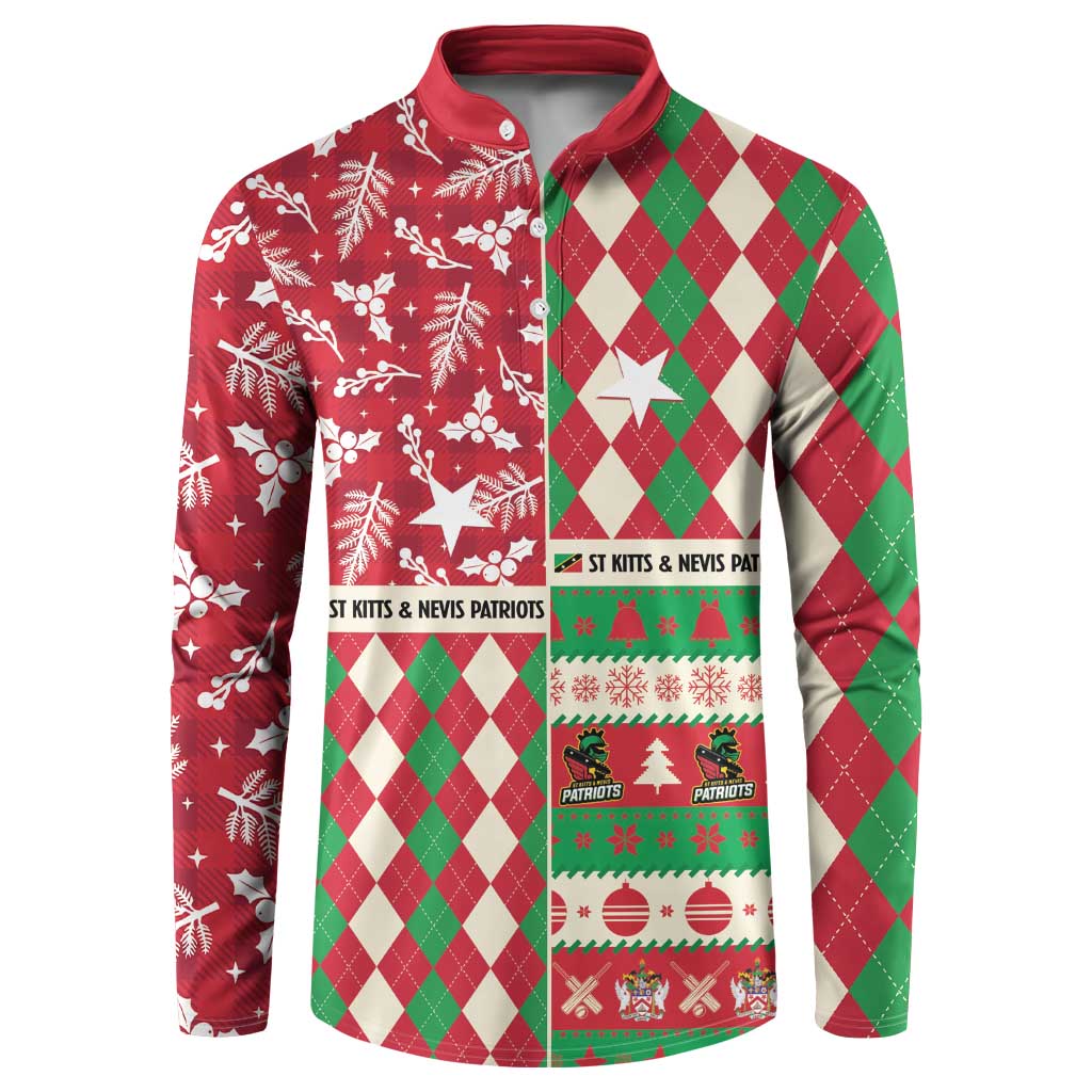Personalized St Kitts & Nevis Cricket Christmas Button Sweatshirt Merry Xmas Patriots - Wonder Print Shop