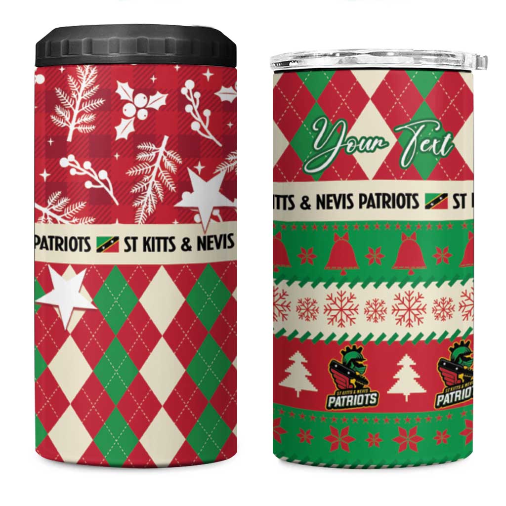 Personalized St Kitts & Nevis Cricket Christmas 4 in 1 Can Cooler Tumbler Merry Xmas Patriots - Wonder Print Shop