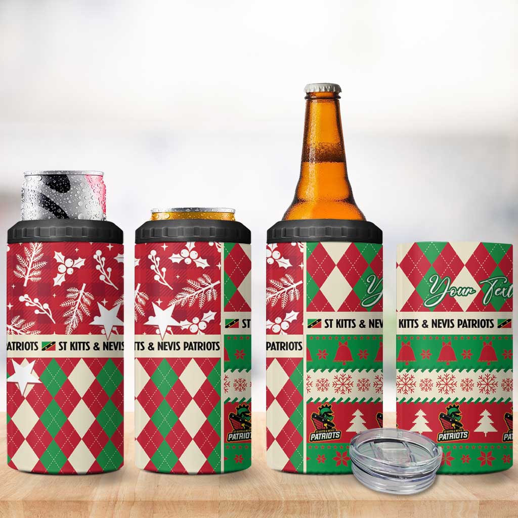 Personalized St Kitts & Nevis Cricket Christmas 4 in 1 Can Cooler Tumbler Merry Xmas Patriots - Wonder Print Shop