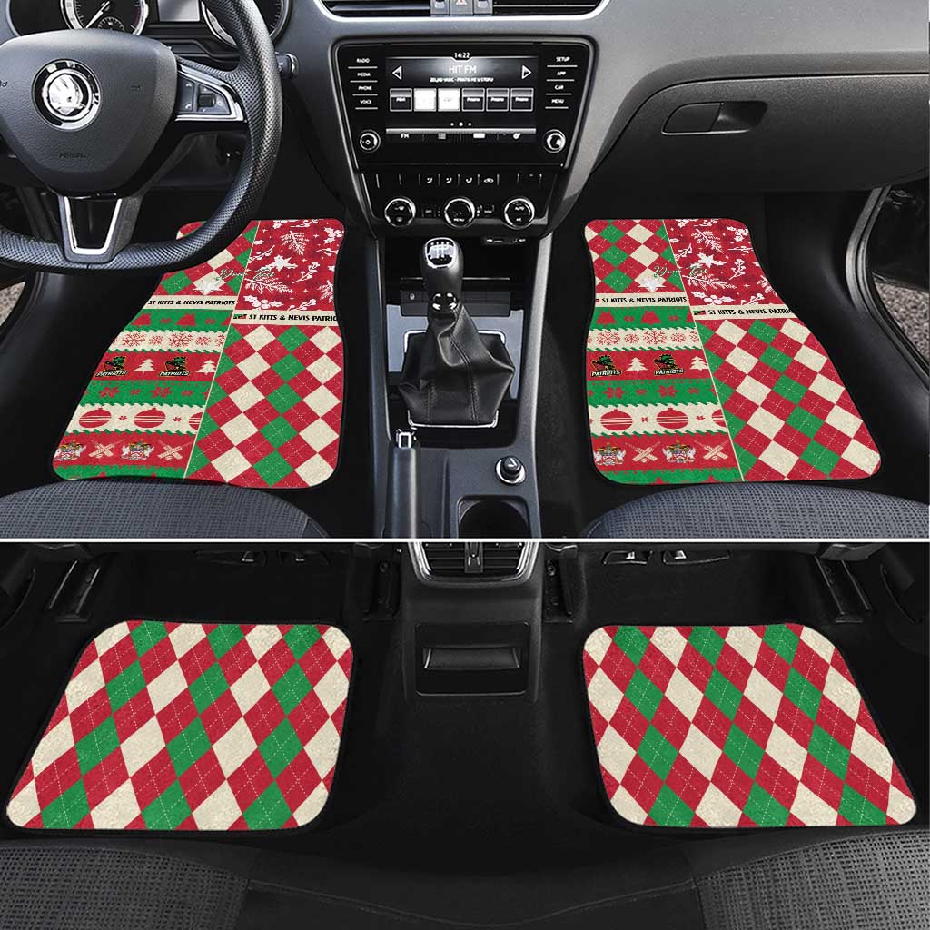 Personalized St Kitts & Nevis Cricket Christmas Car Mats Merry Xmas Patriots - Wonder Print Shop