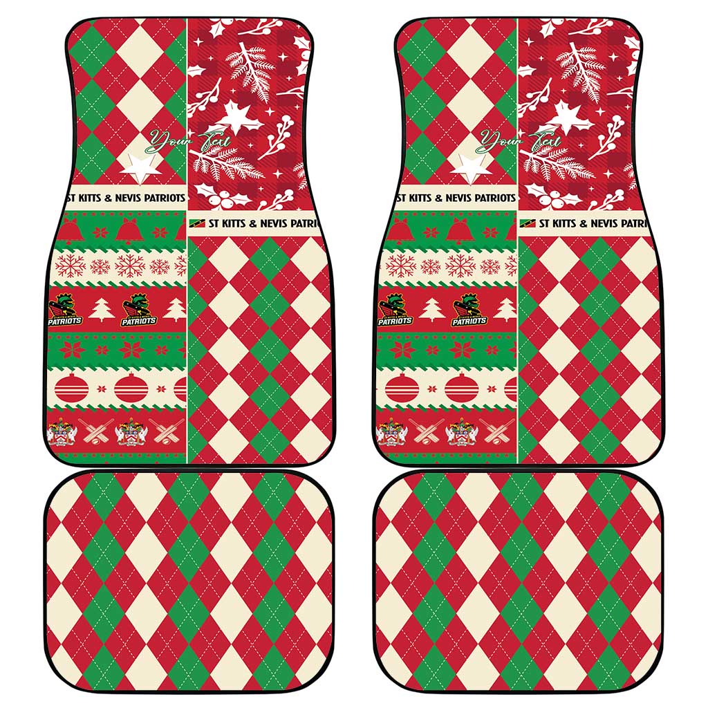 Personalized St Kitts & Nevis Cricket Christmas Car Mats Merry Xmas Patriots - Wonder Print Shop