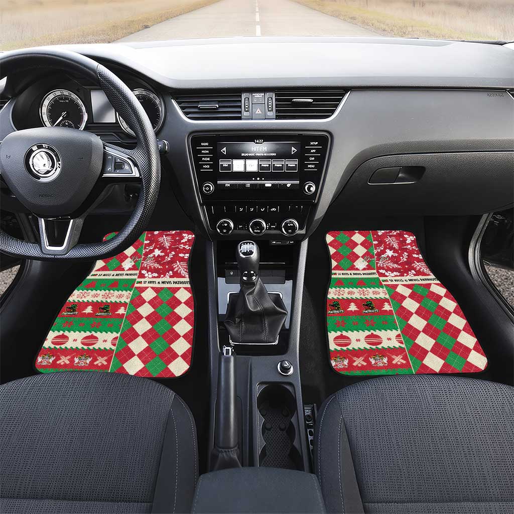 Personalized St Kitts & Nevis Cricket Christmas Car Mats Merry Xmas Patriots - Wonder Print Shop