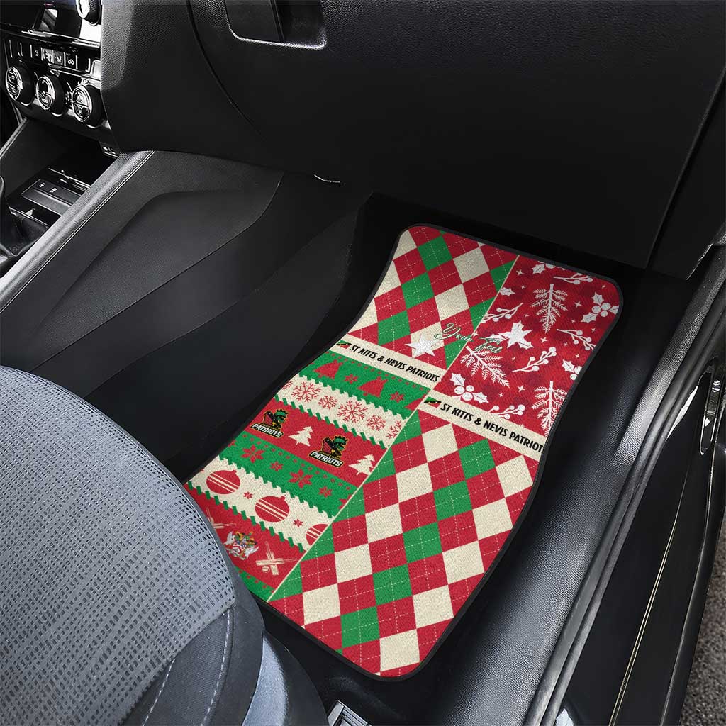 Personalized St Kitts & Nevis Cricket Christmas Car Mats Merry Xmas Patriots - Wonder Print Shop