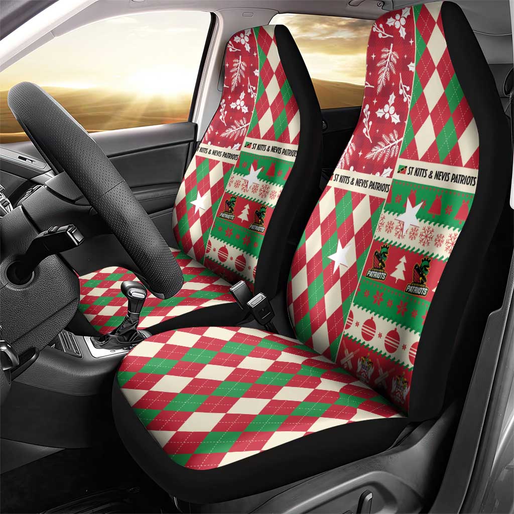 St Kitts & Nevis Cricket Christmas Car Seat Cover Merry Xmas Patriots - Wonder Print Shop