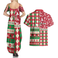 Personalized St Kitts & Nevis Cricket Christmas Couples Matching Summer Maxi Dress and Hawaiian Shirt Merry Xmas Patriots - Wonder Print Shop