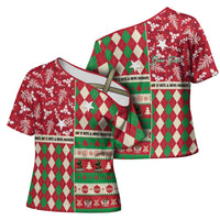 Personalized St Kitts & Nevis Cricket Christmas Cross Shoulder Shirt Merry Xmas Patriots - Wonder Print Shop