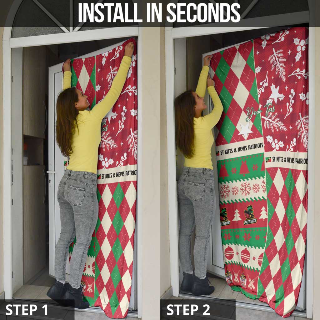 Personalized St Kitts & Nevis Cricket Christmas Door Cover Merry Xmas Patriots - Wonder Print Shop