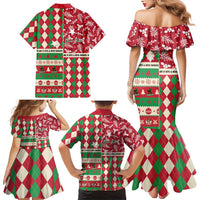 Personalized St Kitts & Nevis Cricket Christmas Family Matching Mermaid Dress and Hawaiian Shirt Merry Xmas Patriots - Wonder Print Shop