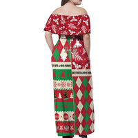Personalized St Kitts & Nevis Cricket Christmas Family Matching Off Shoulder Maxi Dress and Hawaiian Shirt Merry Xmas Patriots - Wonder Print Shop
