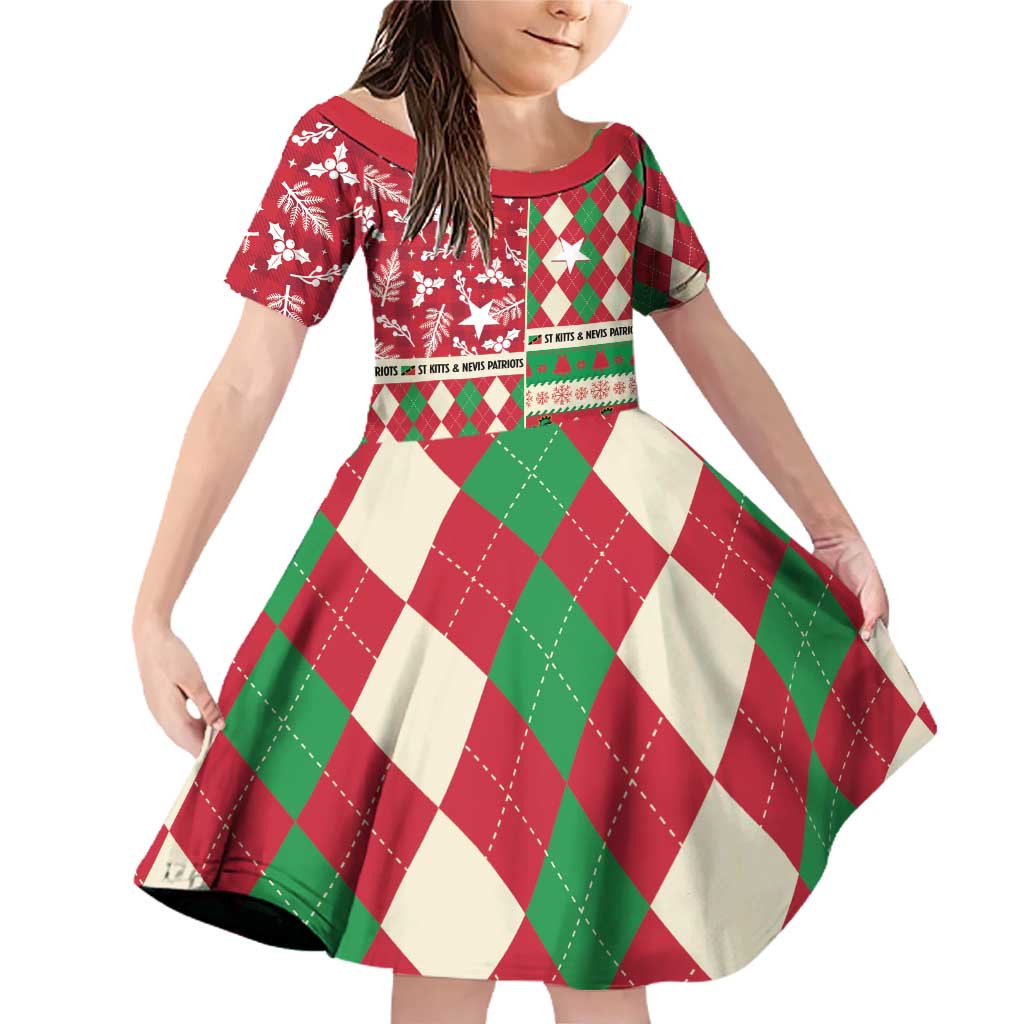 Personalized St Kitts & Nevis Cricket Christmas Family Matching Off Shoulder Short Dress and Hawaiian Shirt Merry Xmas Patriots - Wonder Print Shop