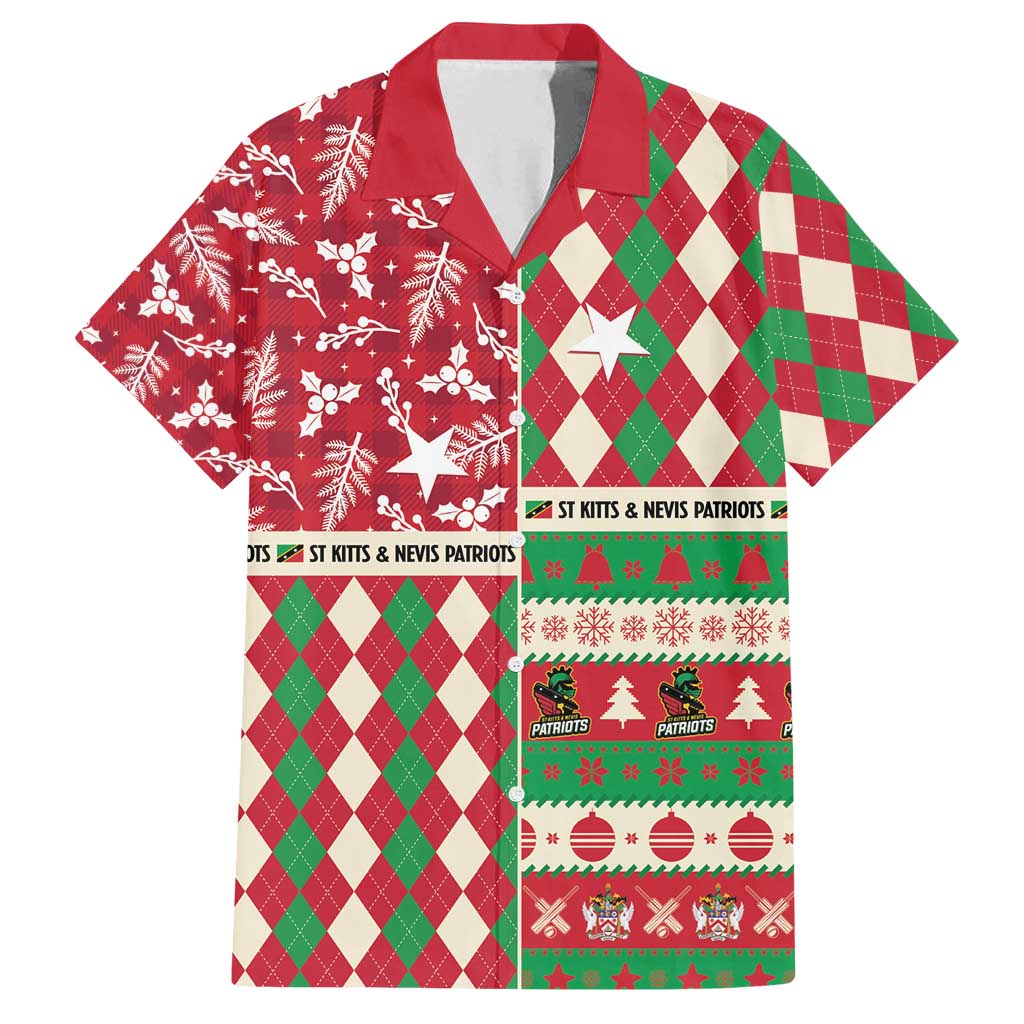 Personalized St Kitts & Nevis Cricket Christmas Family Matching Puletasi and Hawaiian Shirt Merry Xmas Patriots - Wonder Print Shop