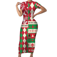 Personalized St Kitts & Nevis Cricket Christmas Family Matching Short Sleeve Bodycon Dress and Hawaiian Shirt Merry Xmas Patriots - Wonder Print Shop