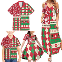 Personalized St Kitts & Nevis Cricket Christmas Family Matching Summer Maxi Dress and Hawaiian Shirt Merry Xmas Patriots - Wonder Print Shop