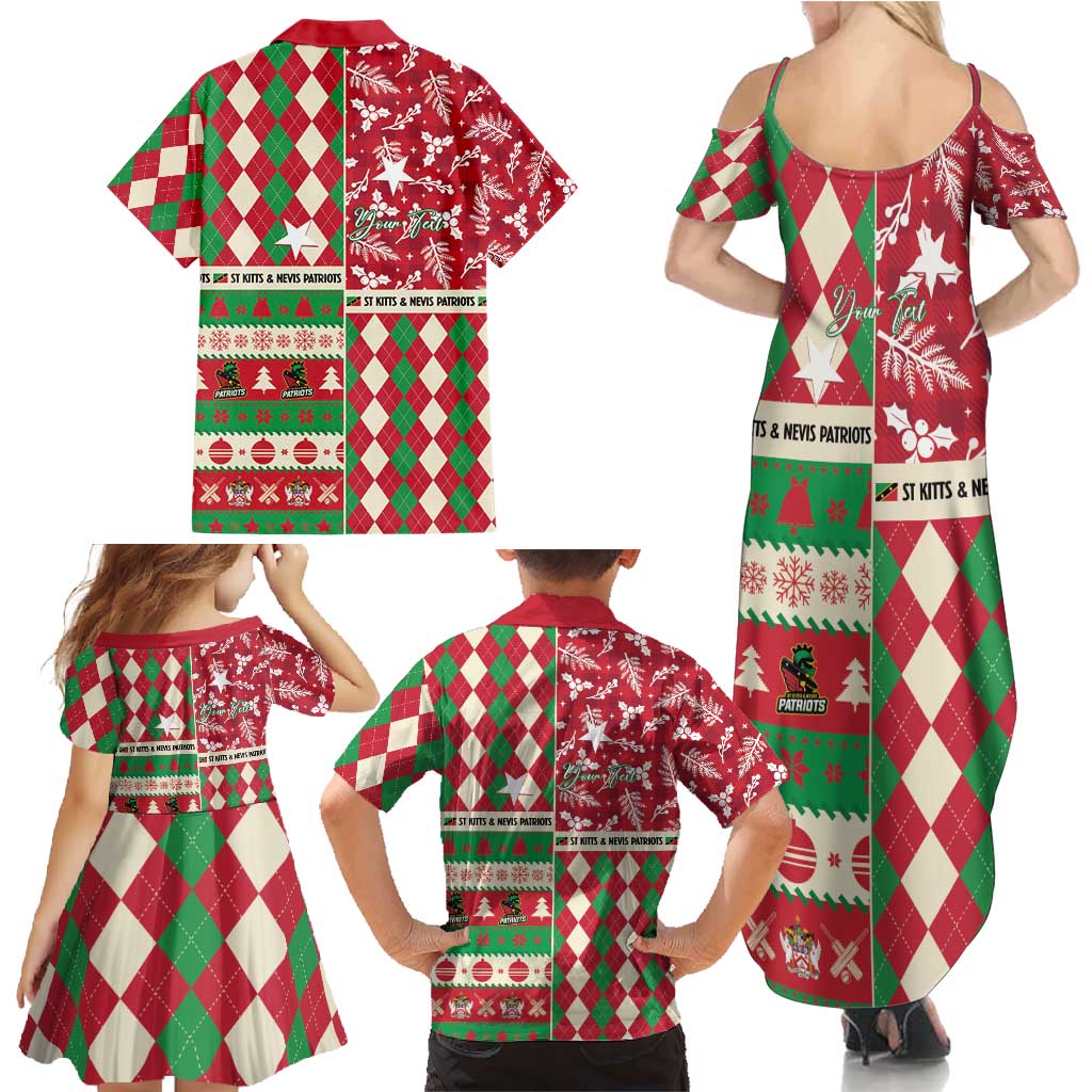 Personalized St Kitts & Nevis Cricket Christmas Family Matching Summer Maxi Dress and Hawaiian Shirt Merry Xmas Patriots - Wonder Print Shop