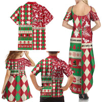 Personalized St Kitts & Nevis Cricket Christmas Family Matching Summer Maxi Dress and Hawaiian Shirt Merry Xmas Patriots - Wonder Print Shop