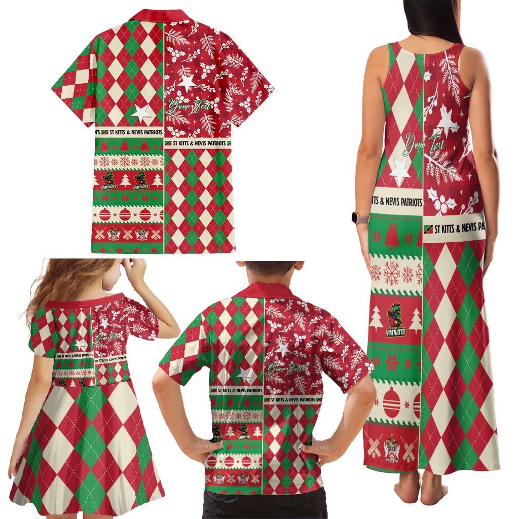 Personalized St Kitts & Nevis Cricket Christmas Family Matching Tank Maxi Dress and Hawaiian Shirt Merry Xmas Patriots - Wonder Print Shop