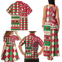 Personalized St Kitts & Nevis Cricket Christmas Family Matching Tank Maxi Dress and Hawaiian Shirt Merry Xmas Patriots - Wonder Print Shop
