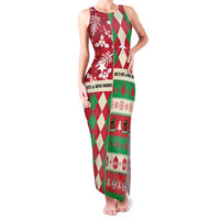 Personalized St Kitts & Nevis Cricket Christmas Family Matching Tank Maxi Dress and Hawaiian Shirt Merry Xmas Patriots - Wonder Print Shop
