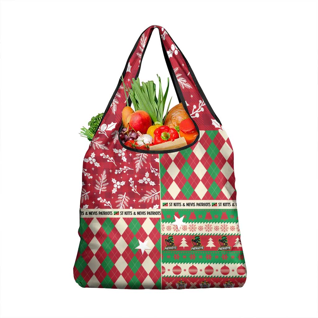 St Kitts & Nevis Cricket Christmas Grocery Bag Merry Xmas Patriots - Wonder Print Shop