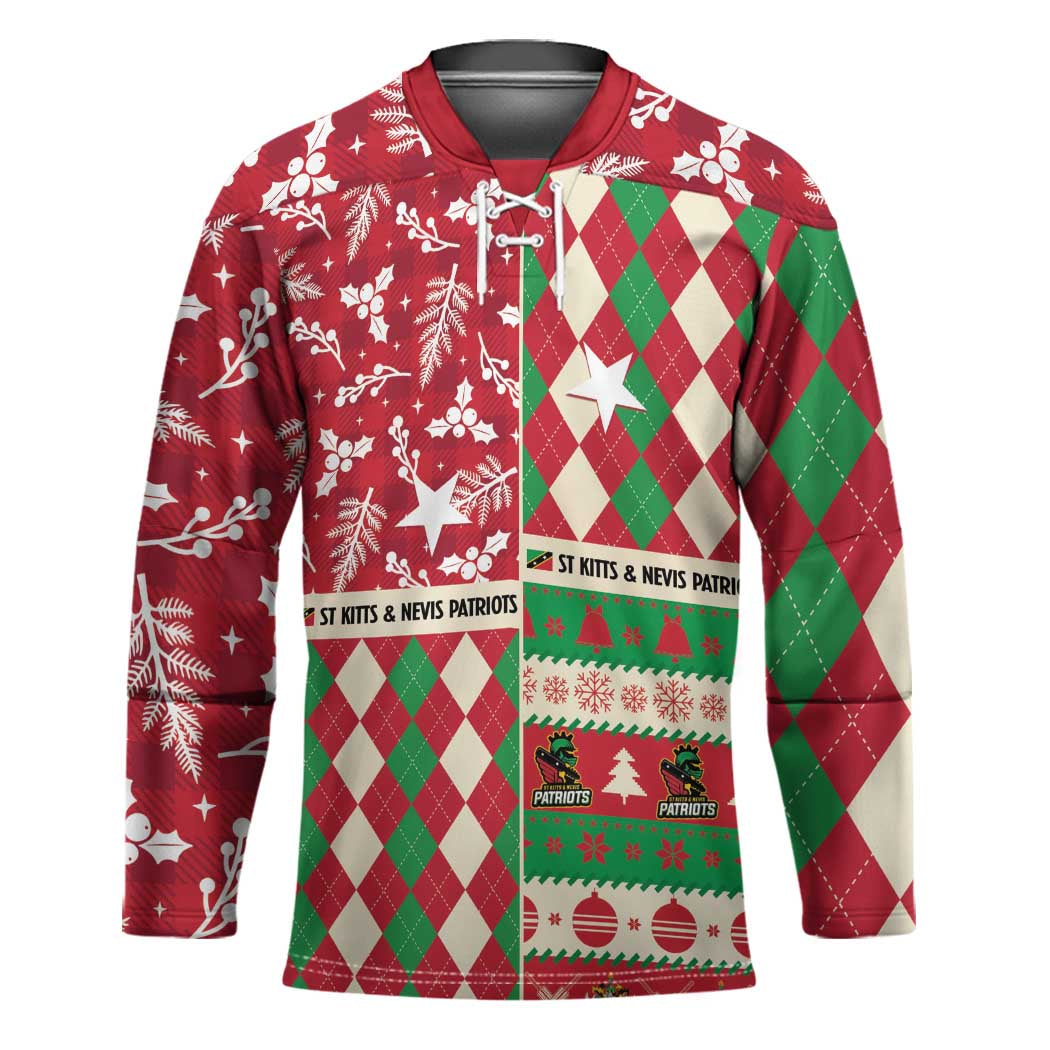 Personalized St Kitts & Nevis Cricket Christmas Hockey Jersey Merry Xmas Patriots - Wonder Print Shop