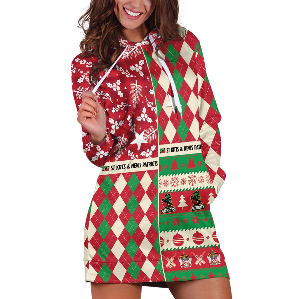 Personalized St Kitts & Nevis Cricket Christmas Hoodie Dress Merry Xmas Patriots - Wonder Print Shop