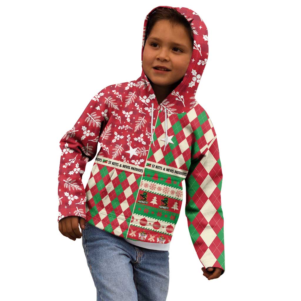 Personalized St Kitts & Nevis Cricket Christmas Kid Hoodie Merry Xmas Patriots - Wonder Print Shop