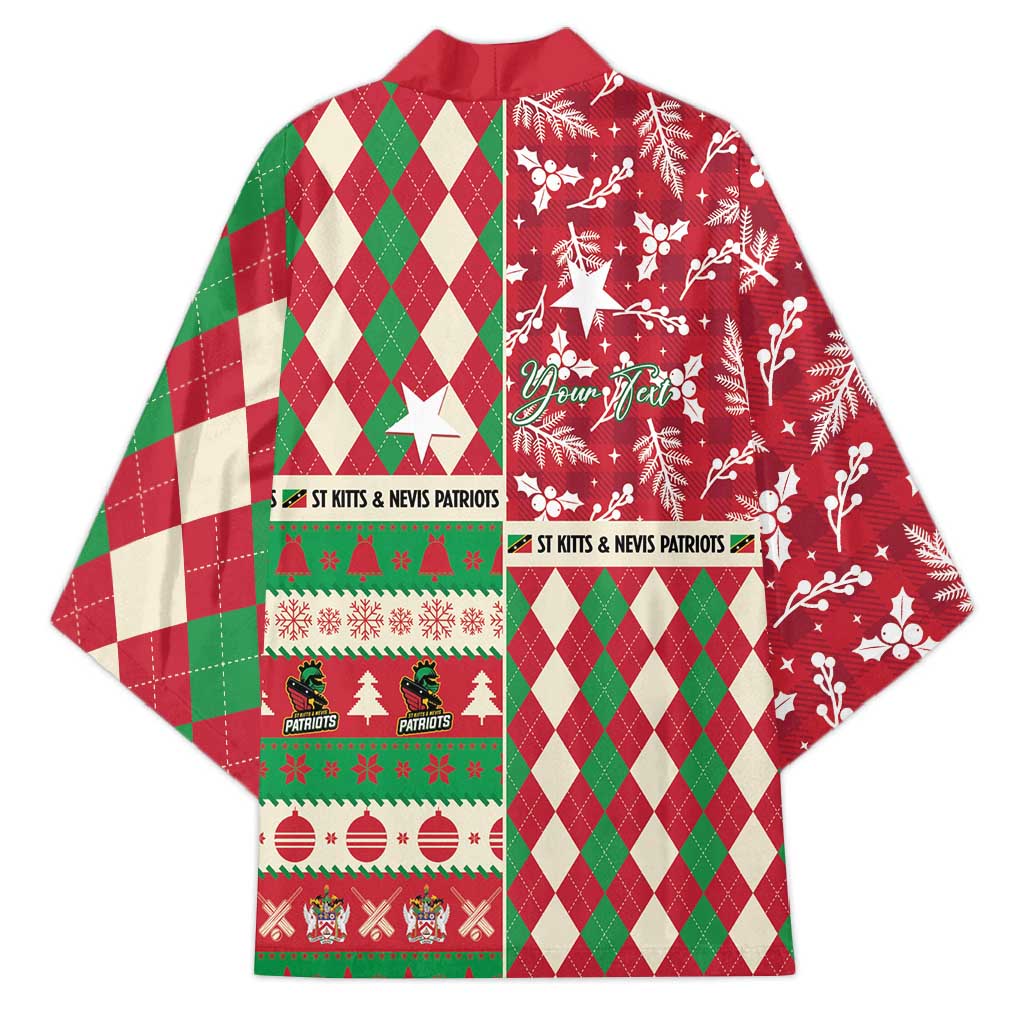 Personalized St Kitts & Nevis Cricket Christmas Kimono Merry Xmas Patriots - Wonder Print Shop