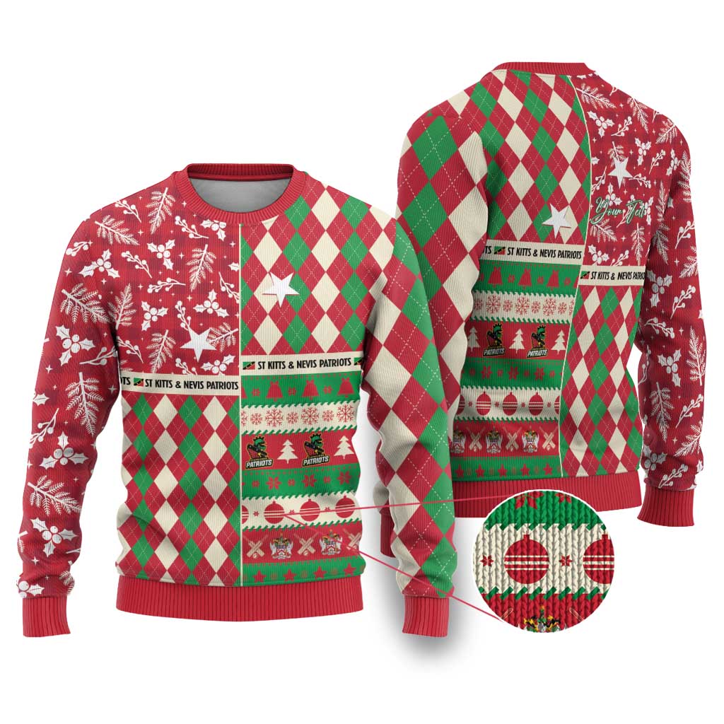 Personalized St Kitts and Nevis Cricket Christmas Ugly Christmas Sweater Merry Xmas Patriots - Wonder Print Shop
