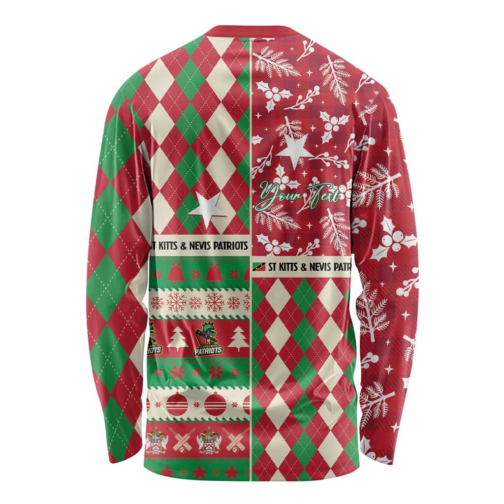 Personalized St Kitts & Nevis Cricket Christmas Long Sleeve Shirt Merry Xmas Patriots - Wonder Print Shop
