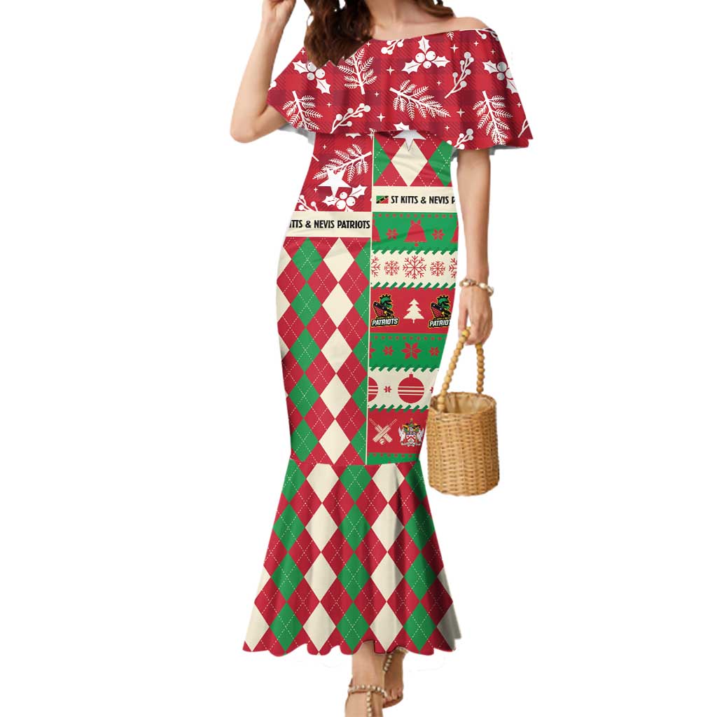 Personalized St Kitts & Nevis Cricket Christmas Mermaid Dress Merry Xmas Patriots - Wonder Print Shop