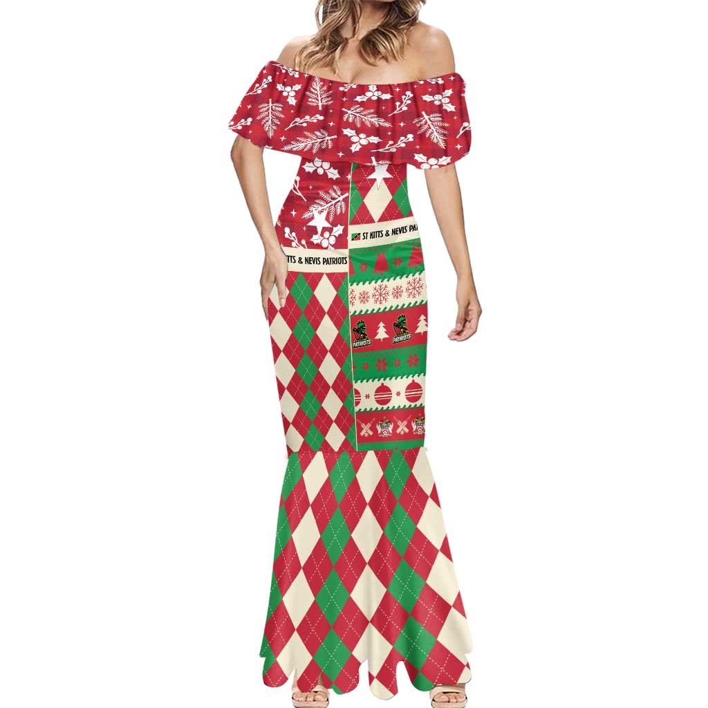 Personalized St Kitts & Nevis Cricket Christmas Mermaid Dress Merry Xmas Patriots - Wonder Print Shop
