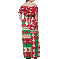 Personalized St Kitts & Nevis Cricket Christmas Off Shoulder Maxi Dress Merry Xmas Patriots - Wonder Print Shop