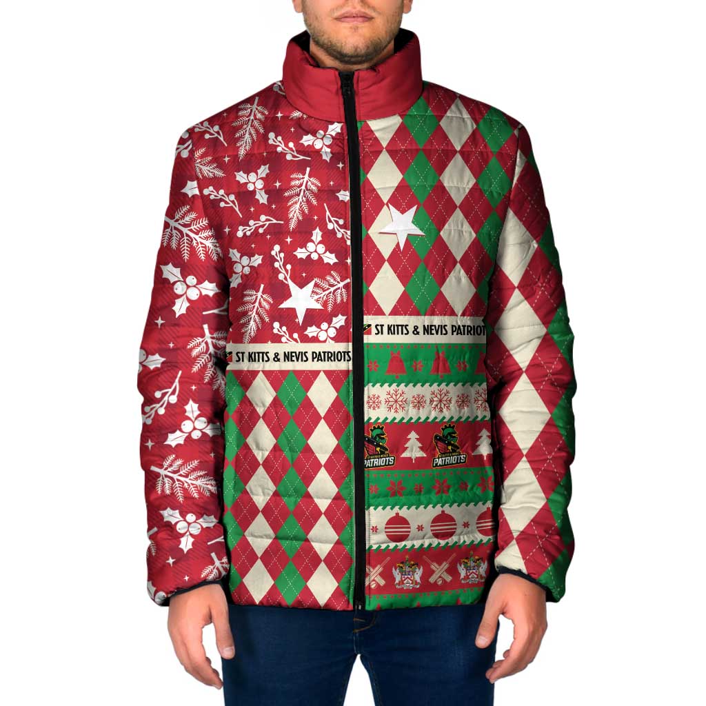 Personalized St Kitts & Nevis Cricket Christmas Padded Jacket Merry Xmas Patriots - Wonder Print Shop