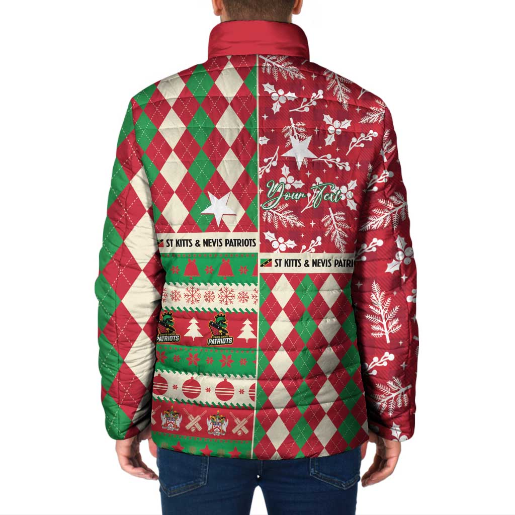 Personalized St Kitts & Nevis Cricket Christmas Padded Jacket Merry Xmas Patriots - Wonder Print Shop