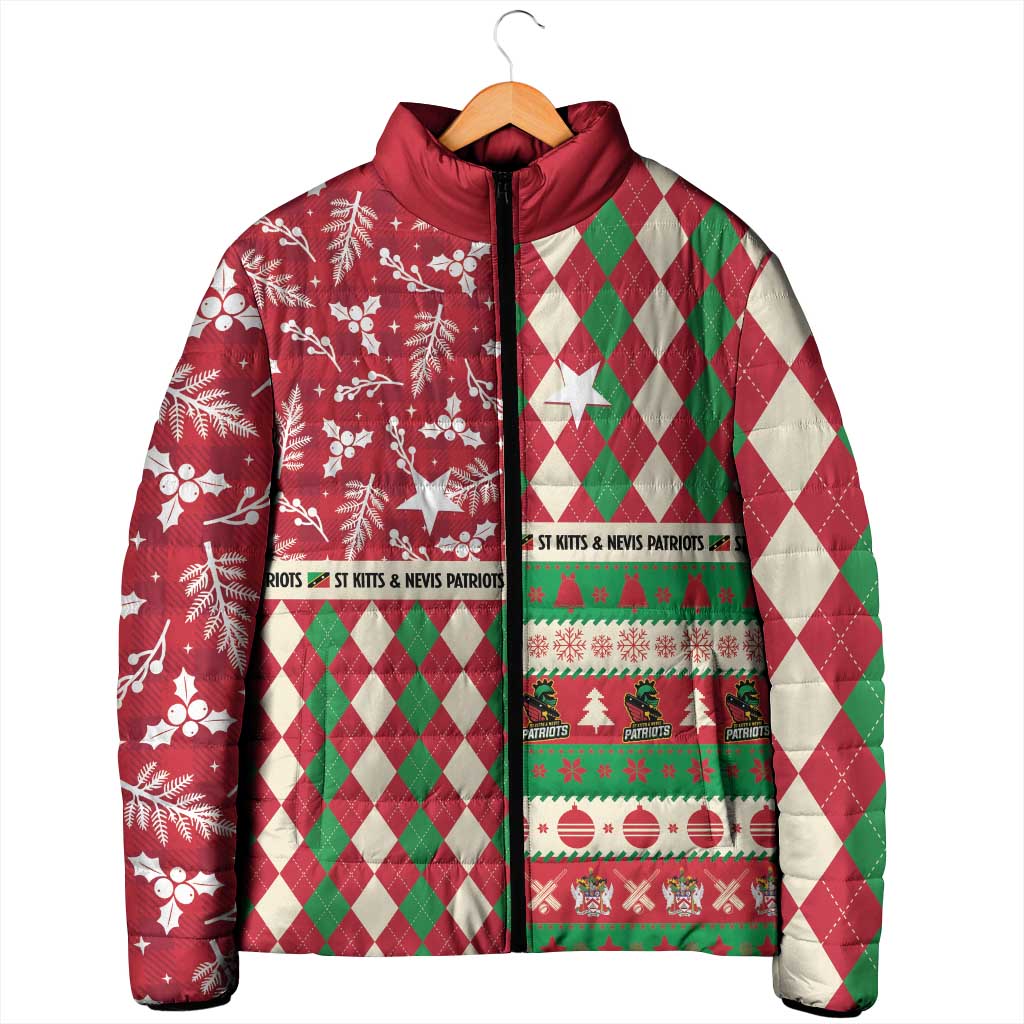 Personalized St Kitts & Nevis Cricket Christmas Padded Jacket Merry Xmas Patriots - Wonder Print Shop