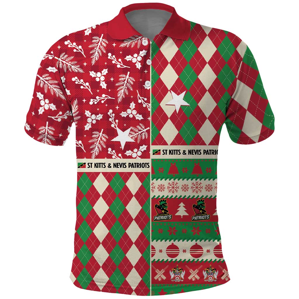 Personalized St Kitts & Nevis Cricket Christmas Polo Shirt Merry Xmas Patriots - Wonder Print Shop
