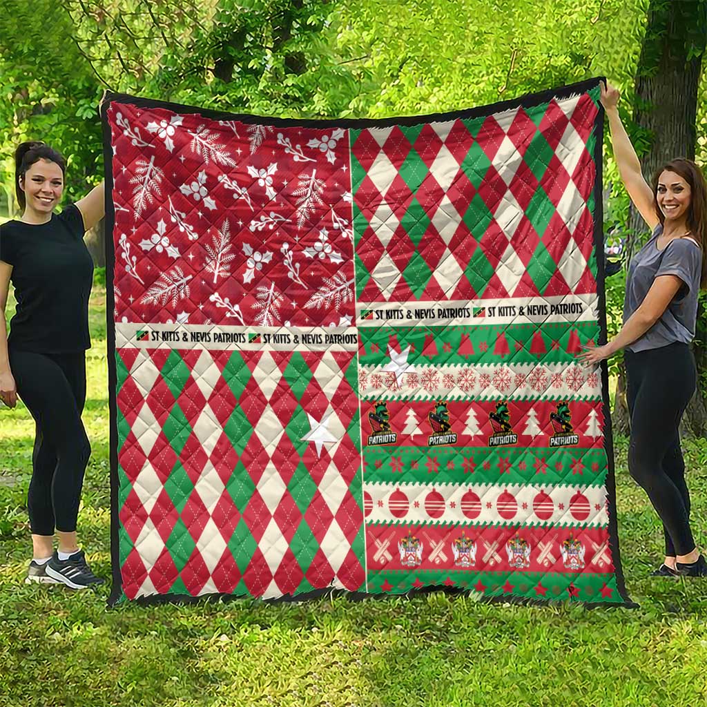 St Kitts & Nevis Cricket Christmas Quilt Merry Xmas Patriots - Wonder Print Shop