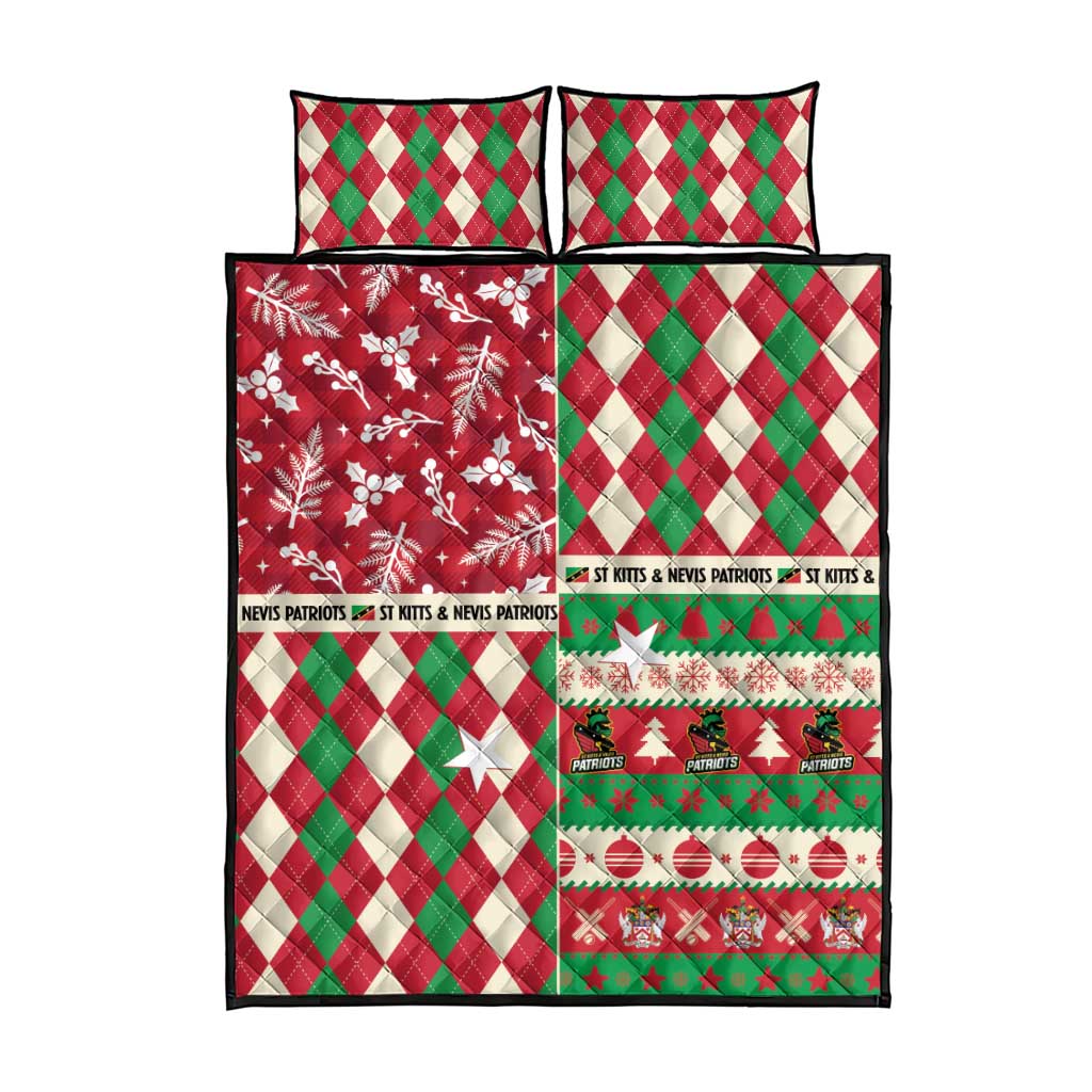 St Kitts & Nevis Cricket Christmas Quilt Bed Set Merry Xmas Patriots - Wonder Print Shop