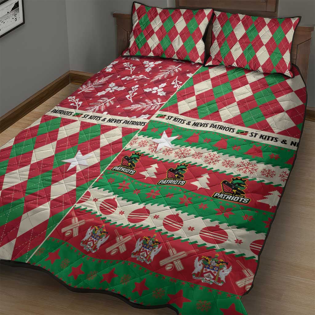St Kitts & Nevis Cricket Christmas Quilt Bed Set Merry Xmas Patriots - Wonder Print Shop
