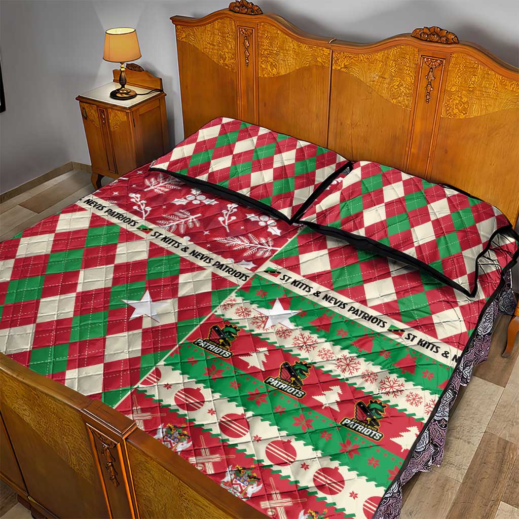 St Kitts & Nevis Cricket Christmas Quilt Bed Set Merry Xmas Patriots - Wonder Print Shop