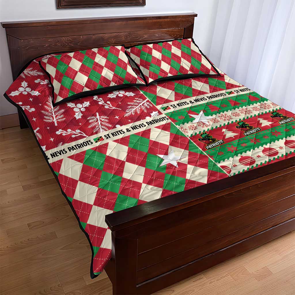 St Kitts & Nevis Cricket Christmas Quilt Bed Set Merry Xmas Patriots - Wonder Print Shop