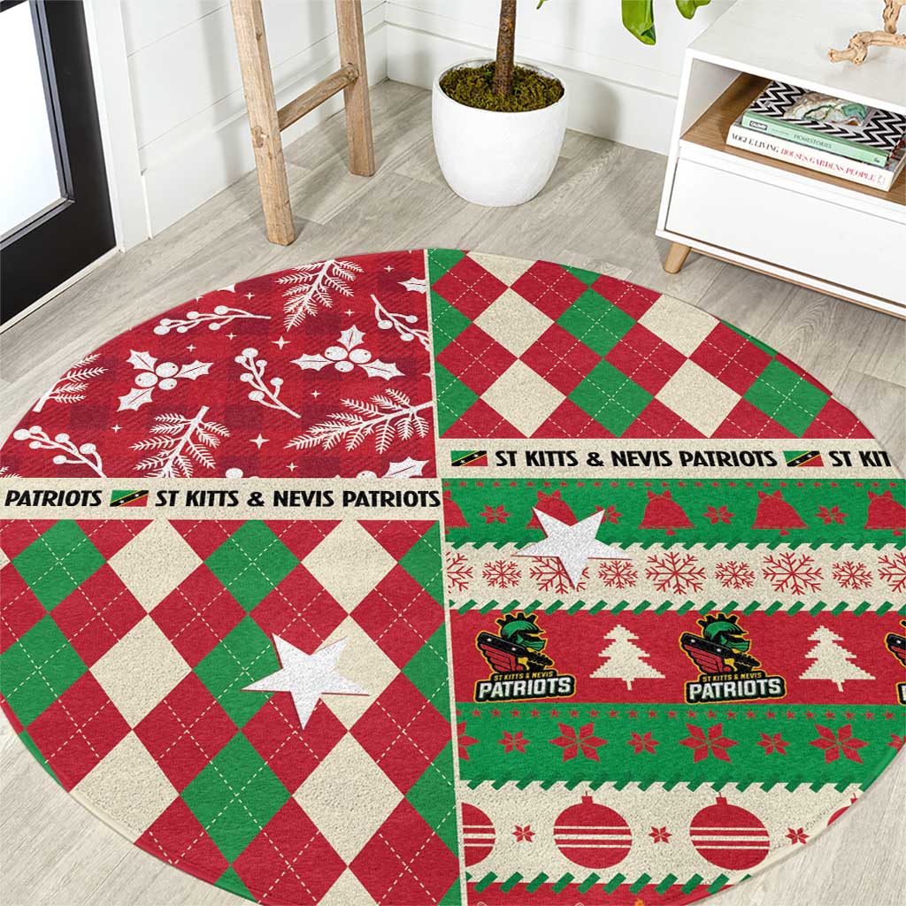 St Kitts & Nevis Cricket Christmas Round Carpet Merry Xmas Patriots - Wonder Print Shop
