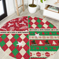 St Kitts & Nevis Cricket Christmas Round Carpet Merry Xmas Patriots - Wonder Print Shop