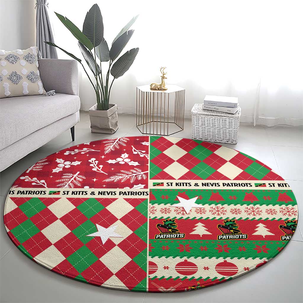 St Kitts & Nevis Cricket Christmas Round Carpet Merry Xmas Patriots - Wonder Print Shop
