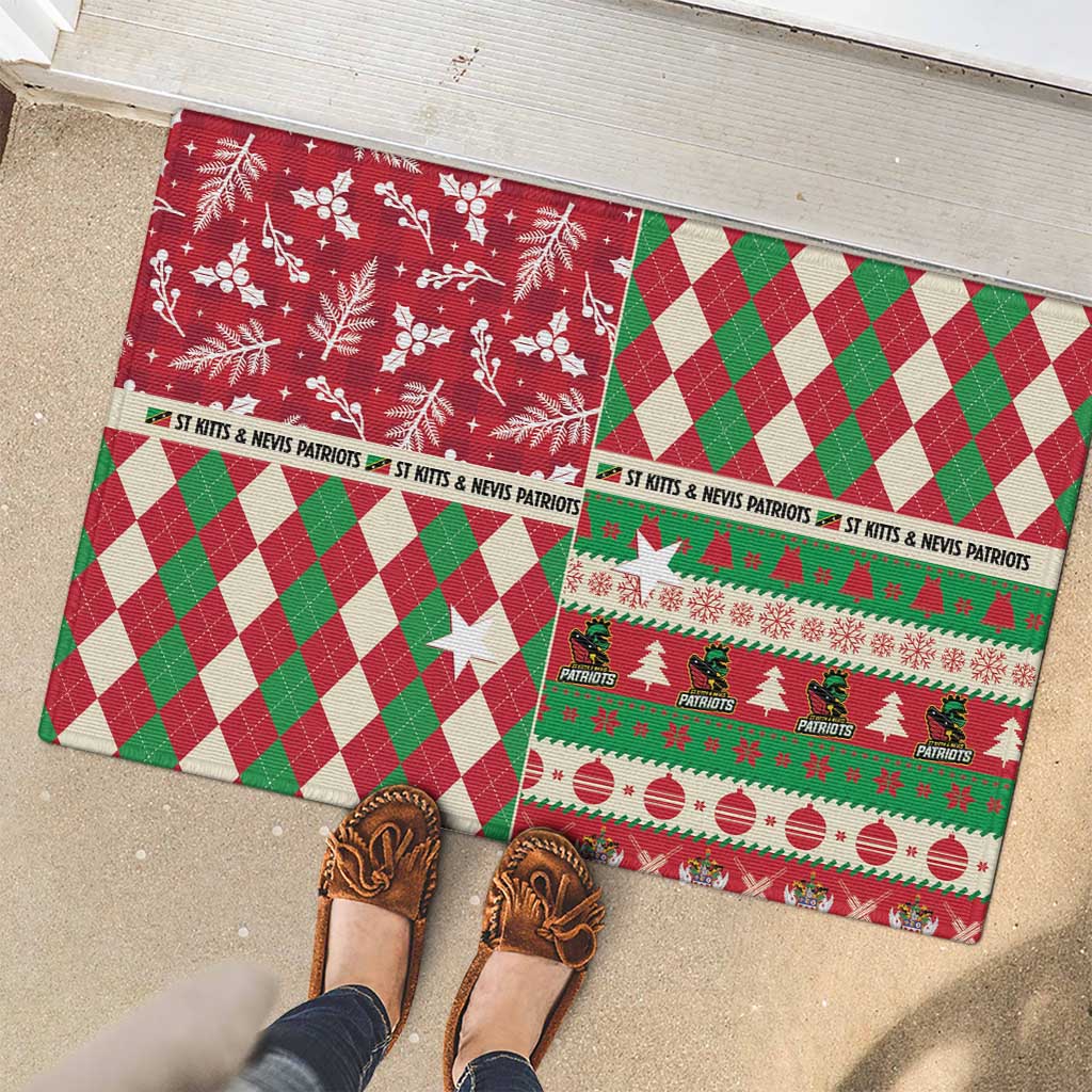 St Kitts & Nevis Cricket Christmas Rubber Doormat Merry Xmas Patriots - Wonder Print Shop