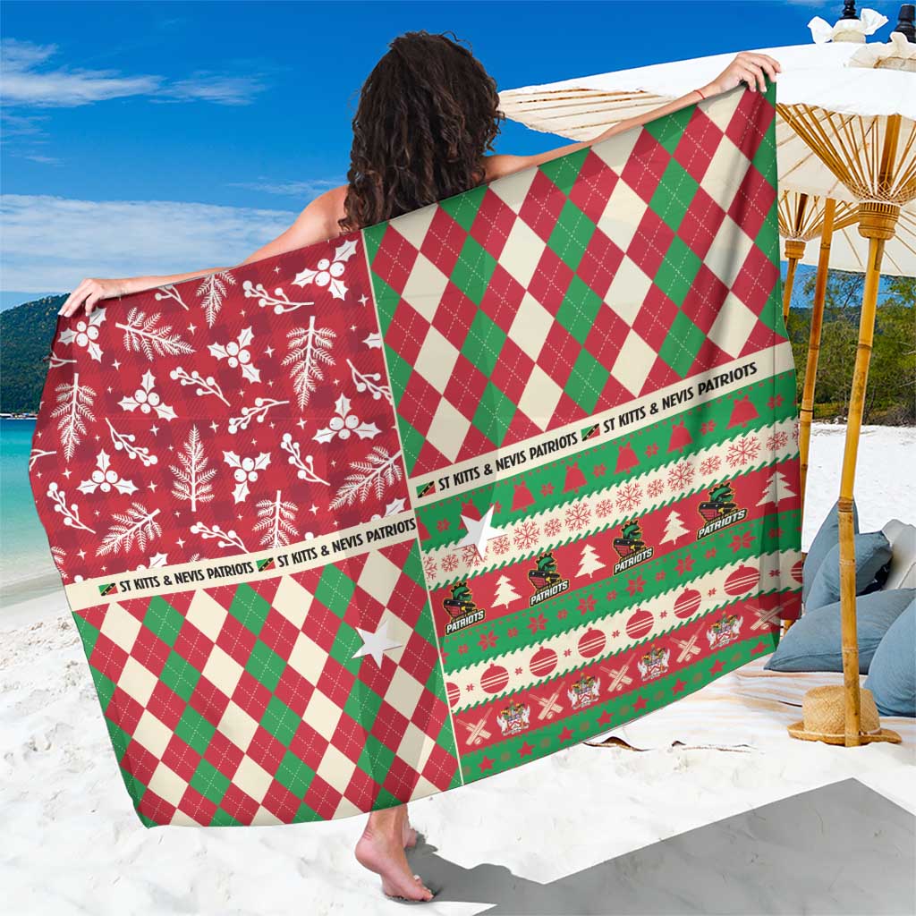 St Kitts & Nevis Cricket Christmas Sarong Merry Xmas Patriots - Wonder Print Shop
