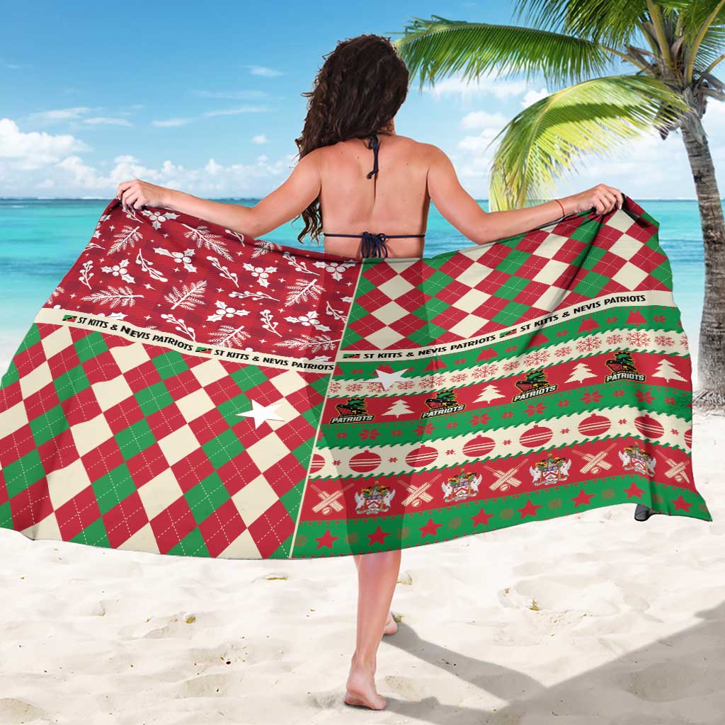 St Kitts & Nevis Cricket Christmas Sarong Merry Xmas Patriots - Wonder Print Shop